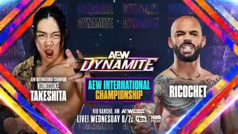 Wednesday Night #AEWDynamite 8/7c, TBS & HBO Max TOMORROW NIGHT, 6/24! AEW International Championship Konosuke Takeshita vs Lightskin Kingpin Ricochet thinks Konosuke Takeshita has been dodging him, but "The Alpha" has accepted his challenge for a Title Match, TOMORROW NIGHT!