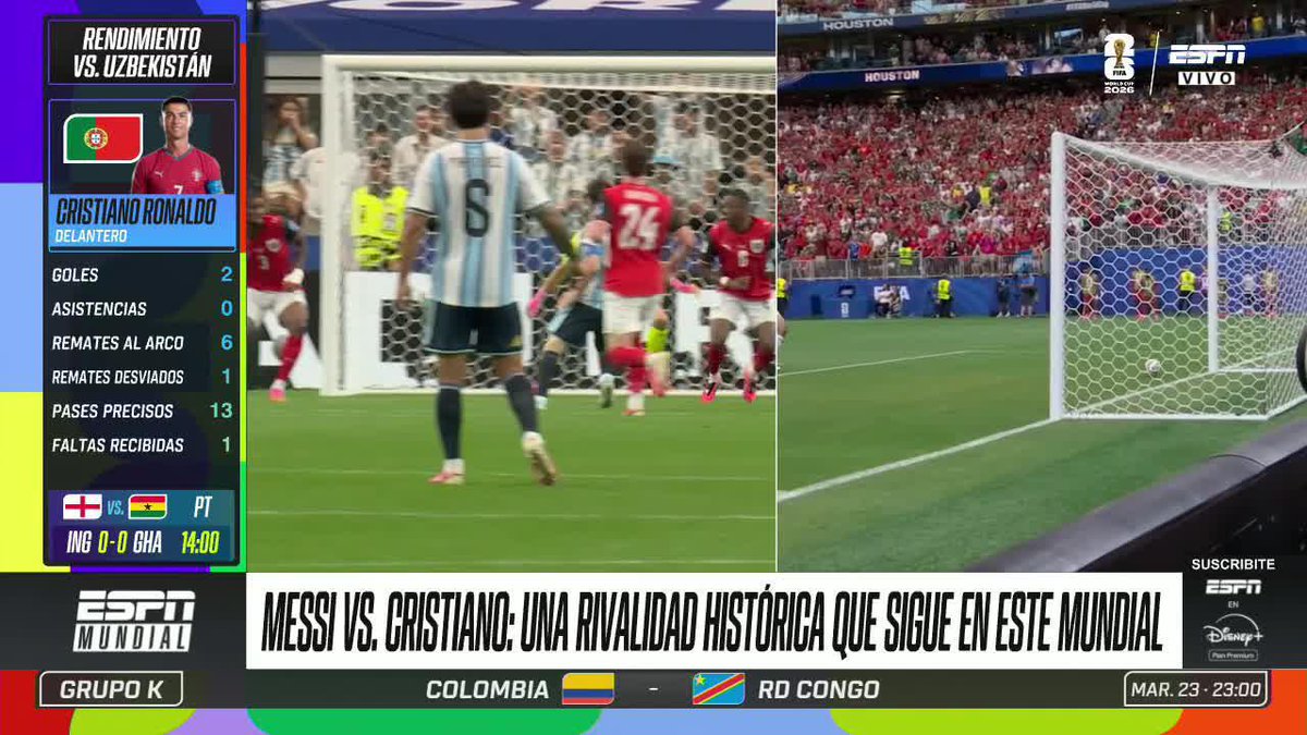 🆚 CRISTIANO Y LA RESPUESTA SOBRE UN POSIBLE CRUCE CON LA ARGENTINA DE MESSI. ¿QUÉ TAL? ⚽ #ESPNMundial 📺 Mirá los mejores partidos de la #FIFAWorldCup por ESPN, en el Plan Premium de #DisneyPlus