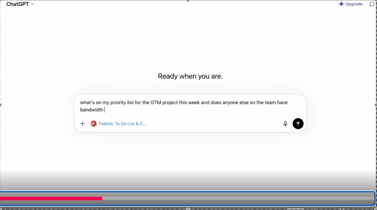 Todoist’s ChatGPT app is now live! Ask it to: 💬 ID 5 things in your Todoist inbox you can realistically finish today 💬 sort overdue tasks by project & tell you what to reschedule/skip 💬 build a new project with sections & more More here: OpenAI