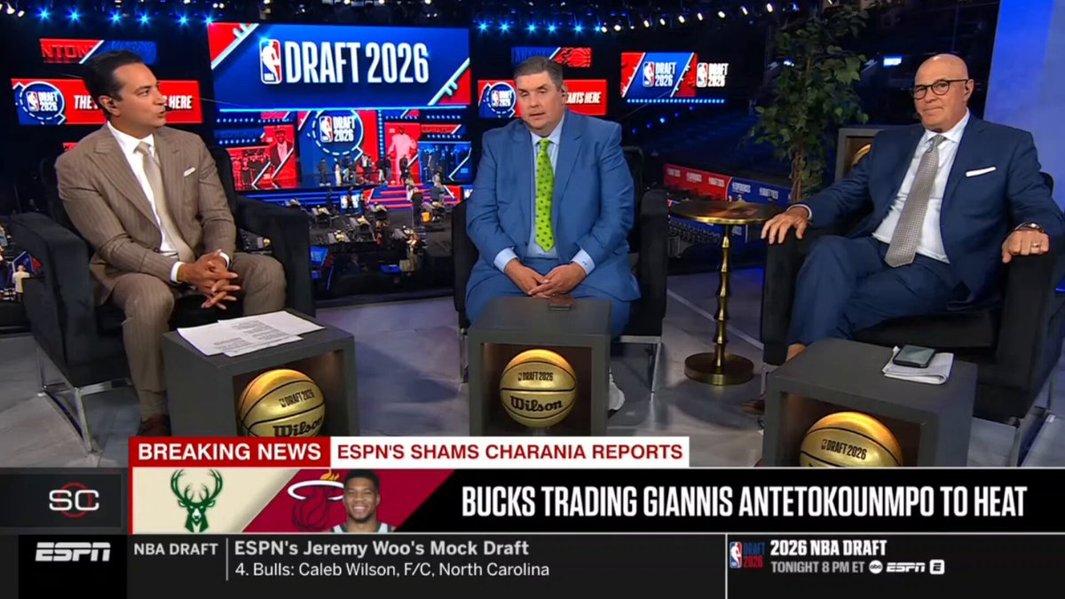 Brian Windhorst says the Heat getting Giannis, reminds him of putting the Big 3 together in 2010: "It kind of reminds me when they did the big move to acquire LeBron James and Chris Bosh. When they did that they only had 2 guys under contract. They got the big score and then they filled out the roster. They didn't really become their best until the 2nd year. The Heat wanted to get the big star.... Pat Riley and Spo have been here before. They have the hard part done. That's getting a top 5 player in the league"