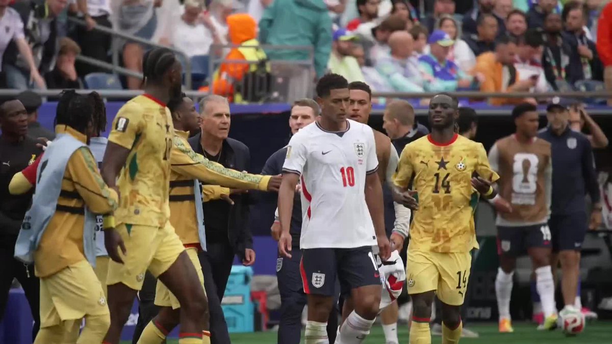 Heated scenes at half-time between Jude Bellingham and some of the Ghana coaching staff