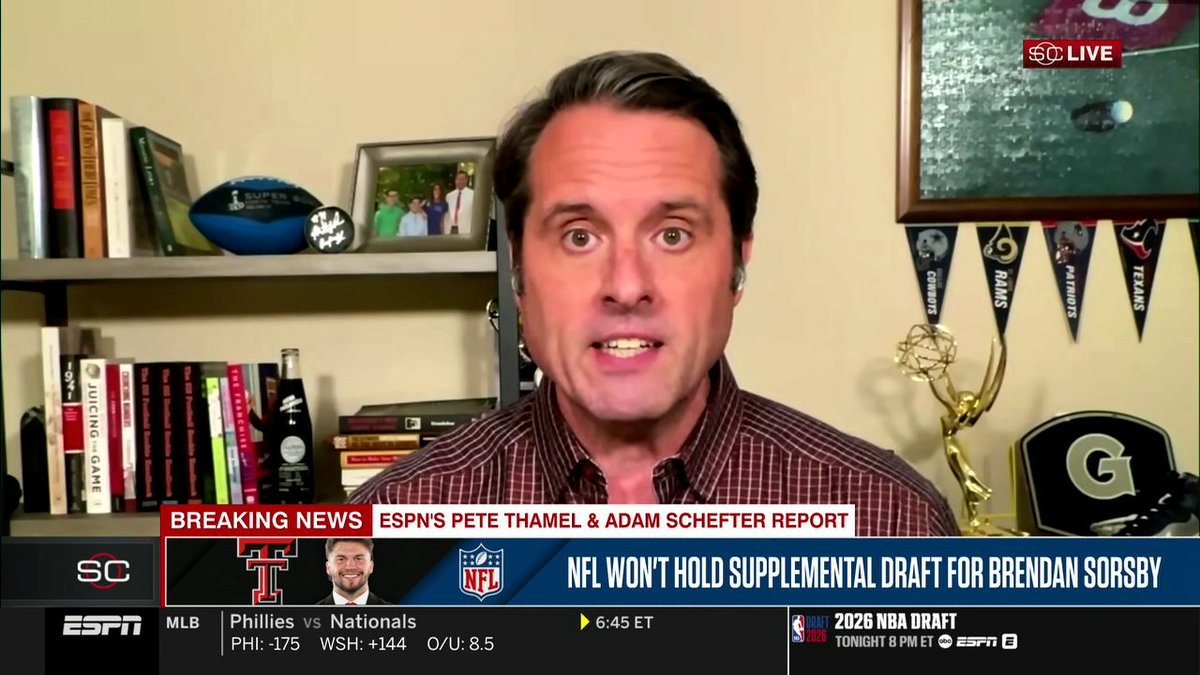 "They wanted more information. They didn't feel they had the time to get it, and so decided to not have a supplemental draft." —Dan Graziano on Brendan Sorsby and the NFL deciding not to hold a supplemental draft 🏈
