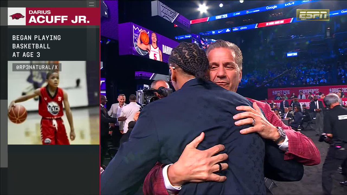 Darius Acuff Jr. is headed to SacTown 👑 Coach Cal was hyped to see his guy drafted by the Kings at No. 7 👏