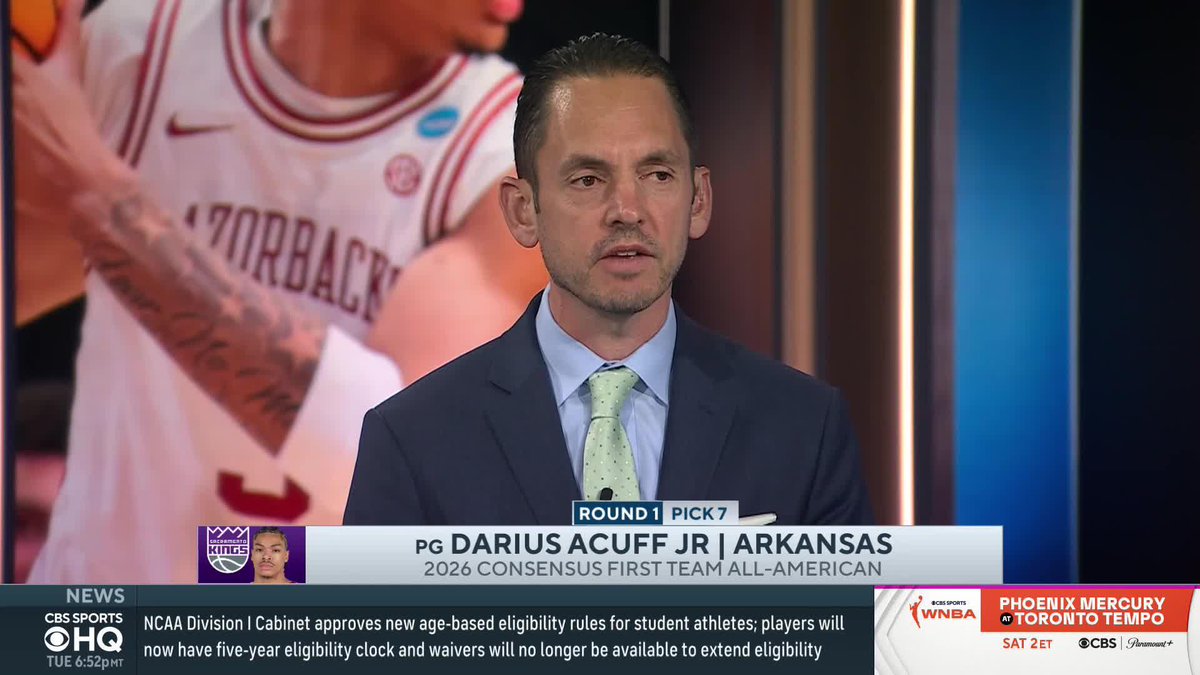 "They get the most NBA ready offensive hub of these four freshman one and done guards." Adam Finkelstein on the Kings selecting Darius Acuff at No. 6.