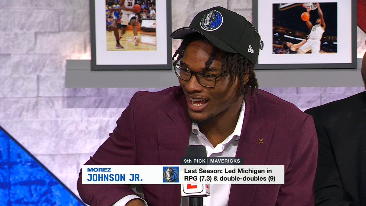 “The Michigan Mavs now. I'm very grateful for this opportunity. I’m excited to do it with my coach.” Morez Johnson Jr. after he was selected No. 9 overall by Dallas, reuniting with Dusty May 💙