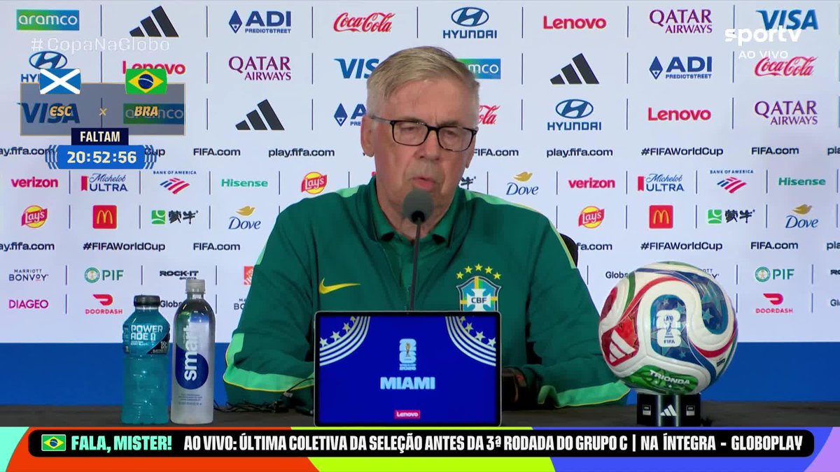 Ancelotti elogia atitude de Neymar perante o grupo da Seleção e diz: "Estou muito feliz com ele". #CopaNaGlobo #TaLiberadoAcreditar #brasil #selecaobrasileira #entrevista