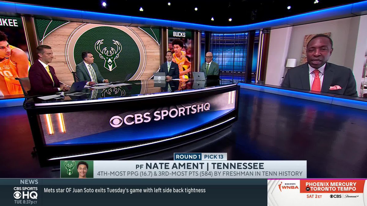 "In 3 years when we redraft this class, this kid could very well be someone we should have taken in the Top 5." Avery Johnson loves Nate Ament to the Bucks (via Heat) at No. 13