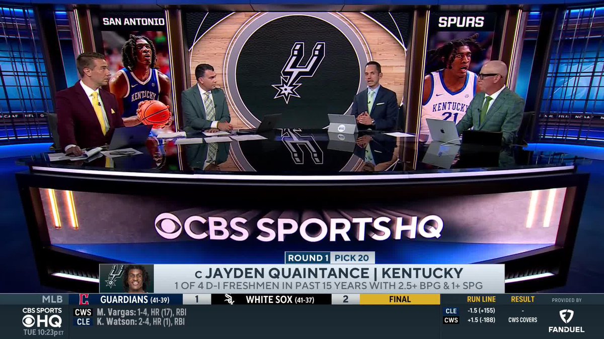 "If he were healthy he would have been a Top 10 pick." Adam Finkelstein on Jayden Quaintance to the Spurs at No. 20.