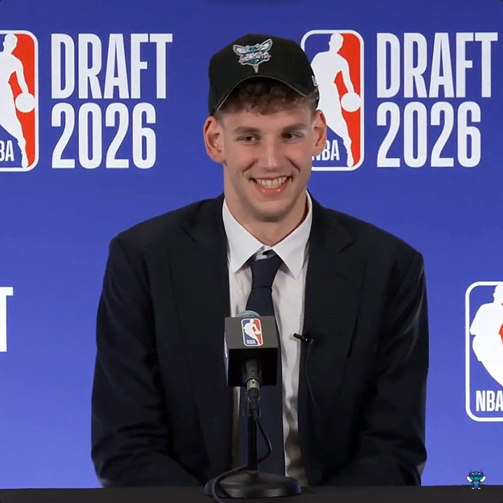 🎙️ Hannes Steinbach on his pre-draft conversations with the Charlotte Hornets: "It's been very good conversations with the front office and coaching staff, just knowing that they definitely want me as a piece in their team... very excited about joining the team now."