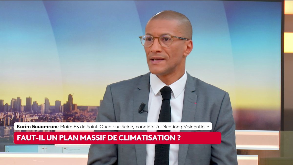 🔴 🗣 "Le sujet clim (...) c'est un sujet des années 1980. Est-ce qu'il faut répondre dans les prochains jours avec de la clim ? Evidemment (...) mais il faut s'attaquer au sujet sur le plan systémique", déclare Karim Bouamrane, maire PS de Saint-Ouen. #canal16