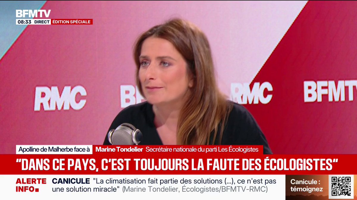 Canicule: "On alerte pendant des décennies et on se moque de nous. Mais quand le problème arrive, c'est encore de notre faute", estime Marine Tondelier, Secrétaire nationale du parti Les Écologistes