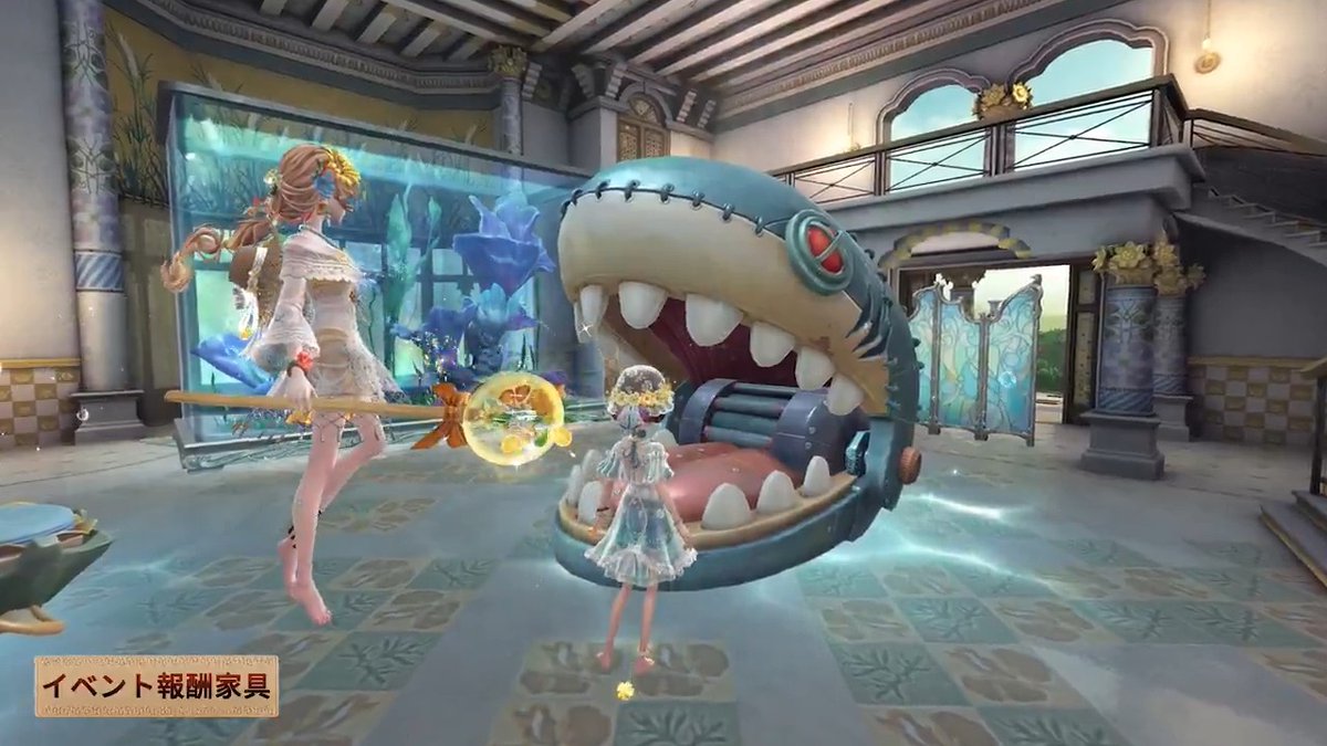 第五人格の夏を先取り!🌊 今年の夏テーマ家具は 水しぶきが特徴的でかわいいの! UR家具の紺碧の海は 公共マップ初の潜水が 居館でも楽しめる♪ 思わずダイブしたくなっちゃうの! 「炎昼の海声」イベントと 公共マップと合わせて ぜひ6月25日にゲットしてほしいの! #IdentityV #第五人格