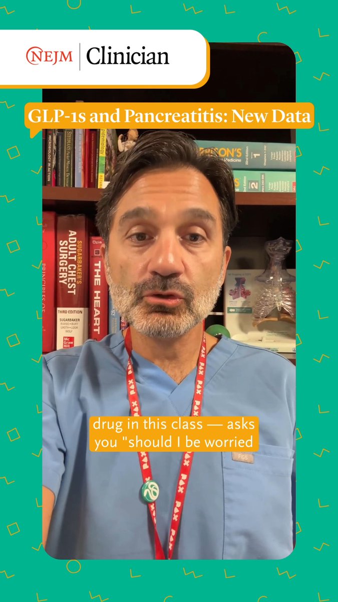 GLP-1s and Pancreatitis: New Data NEJM Clinician Editor-in-Chief Raja-Elie Abdulnour, MD (Raja-Elie Abdulnour), shares some key results of a recent analysis of a VA database on the relation between GLP-1s and pancreatitis. Read more from Dr. David Weisman: Visit to discover what else matters this week, including: ❤️ Cardiovascular Chest Pain in Women — Differences to Keep in Mind 🧠 Updated Guidelines for Managing Migraine in the ED 🔬 Long-Term Follow-up of Colon Cancer Screening Trials 🩺 Balanced Fluids or Normal Saline for Pediatric Septic Shock