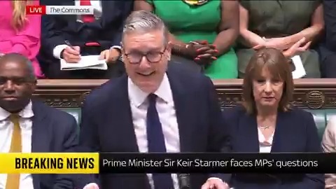 "This morning I had meetings with ministerial colleagues" - Prime Minister Keir Starmer "With Andy?" - HoC heckler PMQs open up with jibes aimed at the current PM about Burnham, as Starmer replies with a smile: "Not today!"