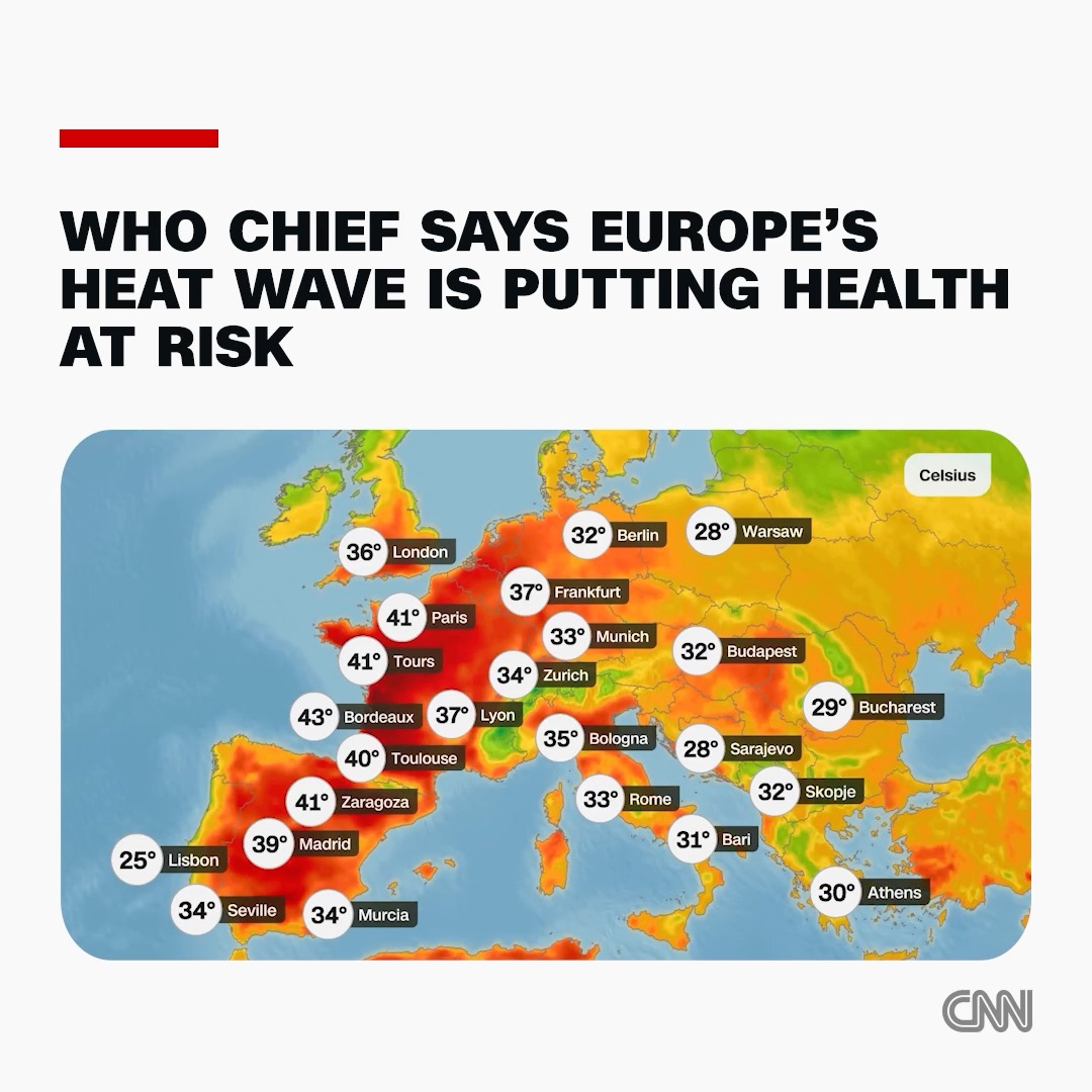 The World Health Organization has urged leaders to prioritize climate action amid this week's heat wave in Europe. Follow live updates.