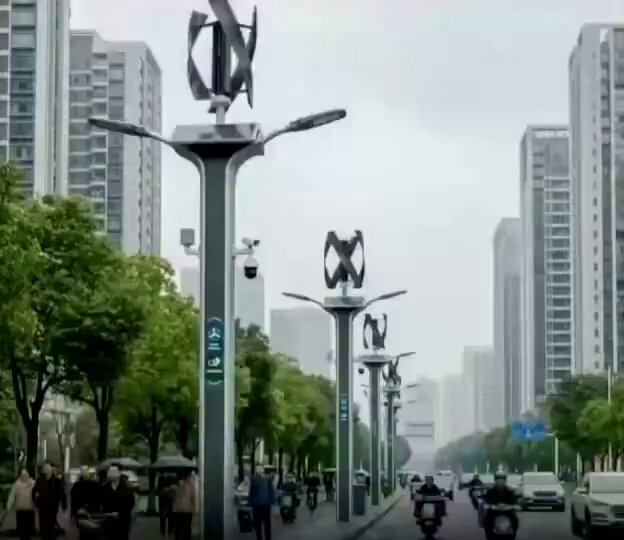 China powers smart street lights with vertical wind turbines, harnessing wind for greener cities