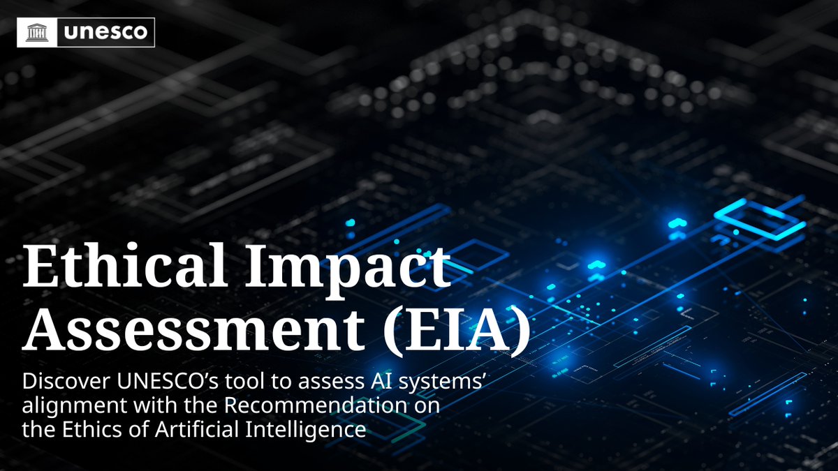 As #AI reshapes our societies, ensuring it serves the public good is more critical than ever. UNESCO is leading this effort with its Ethical Impact Assessment (EIA) tool—a practical resource designed to help governments, developers, and organizations anticipate risks, safeguard human rights, and strengthen transparency and accountability in AI systems. By transforming its global Recommendation on the Ethics of AI into concrete, actionable guidance, #UNESCO is driving a shift from principles to practice—advancing AI that is inclusive, trustworthy, and aligned with shared global values. Discover the tool: Video funded by EU International Partnerships 🇪🇺.