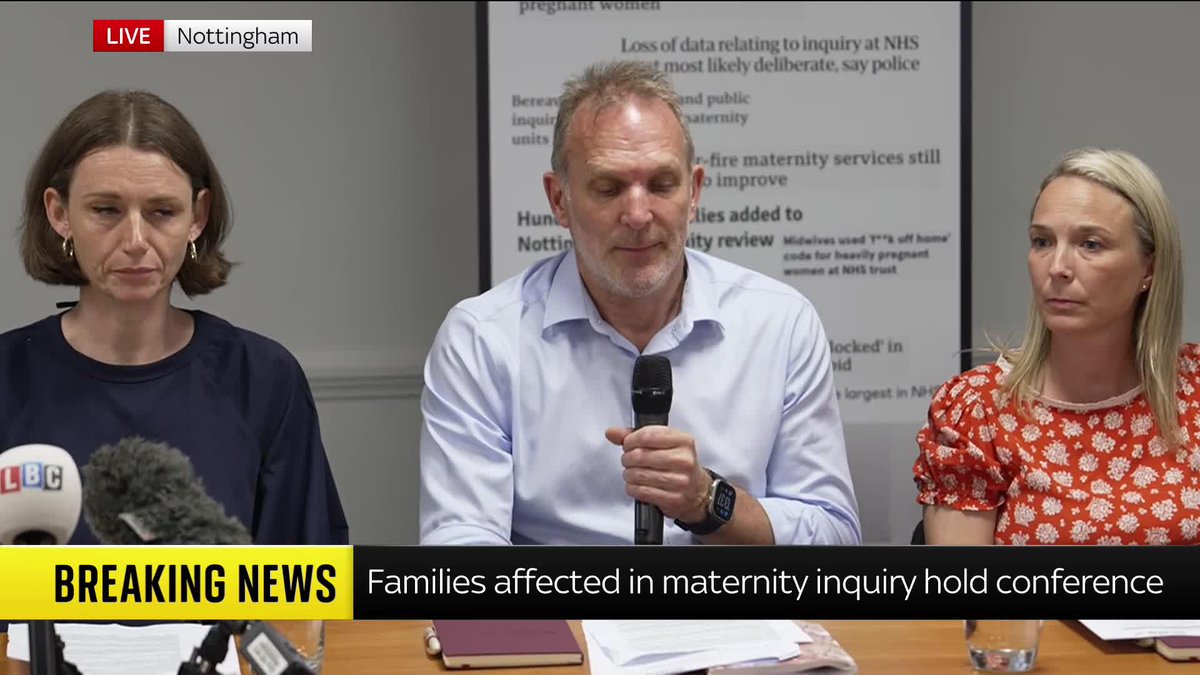 "We never wanted to be campaigners. We are victims who became campaigners because those responsible for keeping mothers, families, babies safe failed to listen" Bereaved families speak at a news conference following the release of the Nottingham maternity inquiry findings