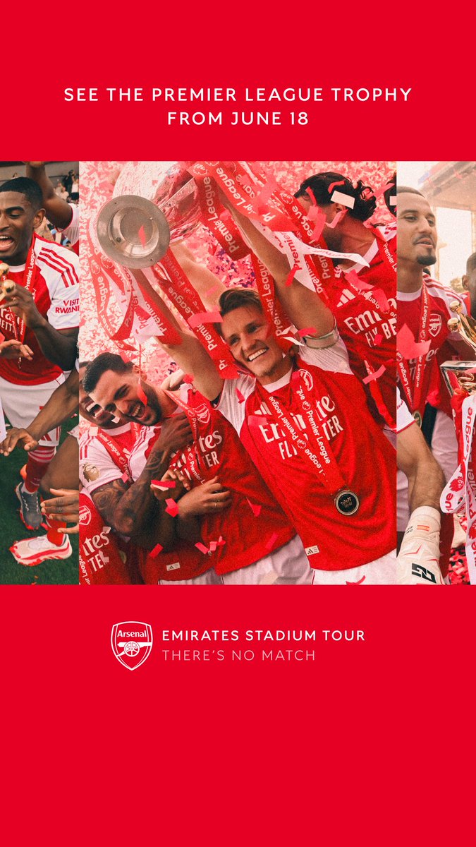 The Premier League trophy on tour 😍 Book your tour and see our silverware at Emirates Stadium 👇