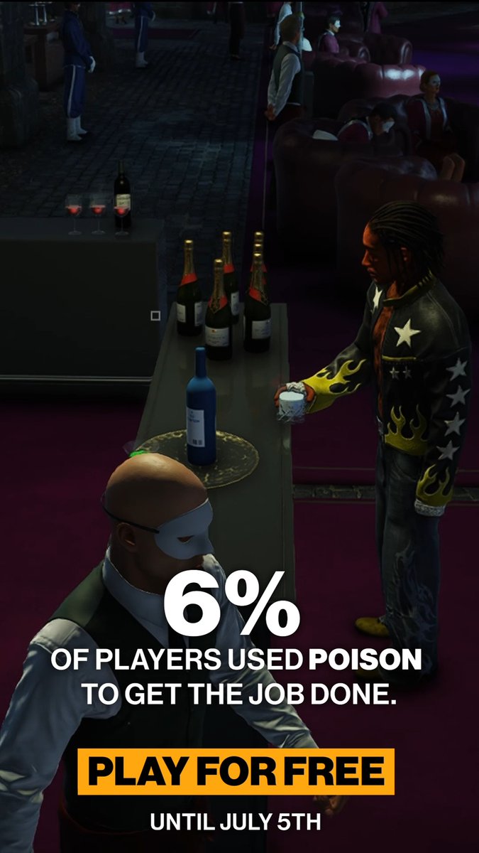 6% of you used poison to take out Graves. What method did you use? Play The Wizard ft. Wiz Khalifa for FREE until July 5th. #HITMAN #Agent47