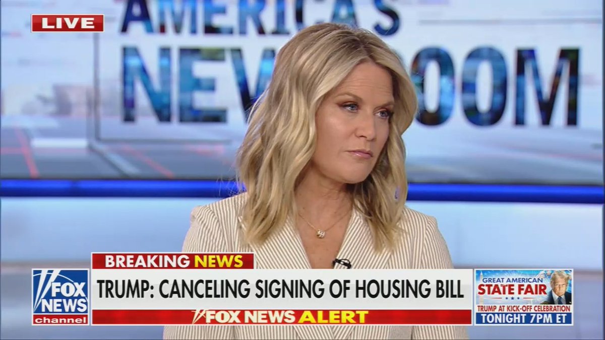 Fox News hosts are completely dumbfounded by Trump's refusal to sign the bipartisan housing affordability bill: This housing bill was bipartisan. It was gonna help out young homebuyers who can't afford to buy a house right now. Is there political risk in canceling this ceremony? This is something everybody wanted.