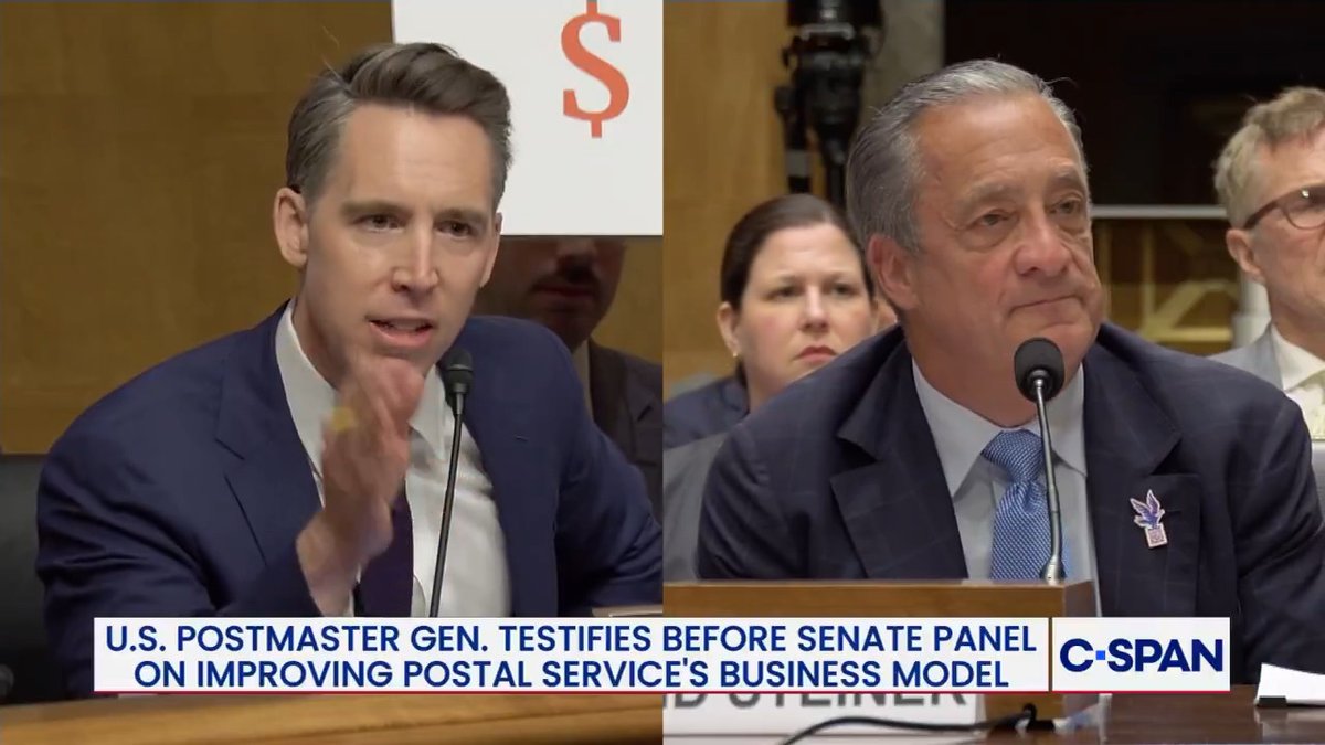 Sen. Josh Hawley (Josh Hawley) grills Postmaster General and says he should resign if things don't get better. Hawley: "What's going on in the management of the Postal Service?!? Who works for you? David Steiner: "640,000 people." Hawley: "Maybe you want to fire some of them."