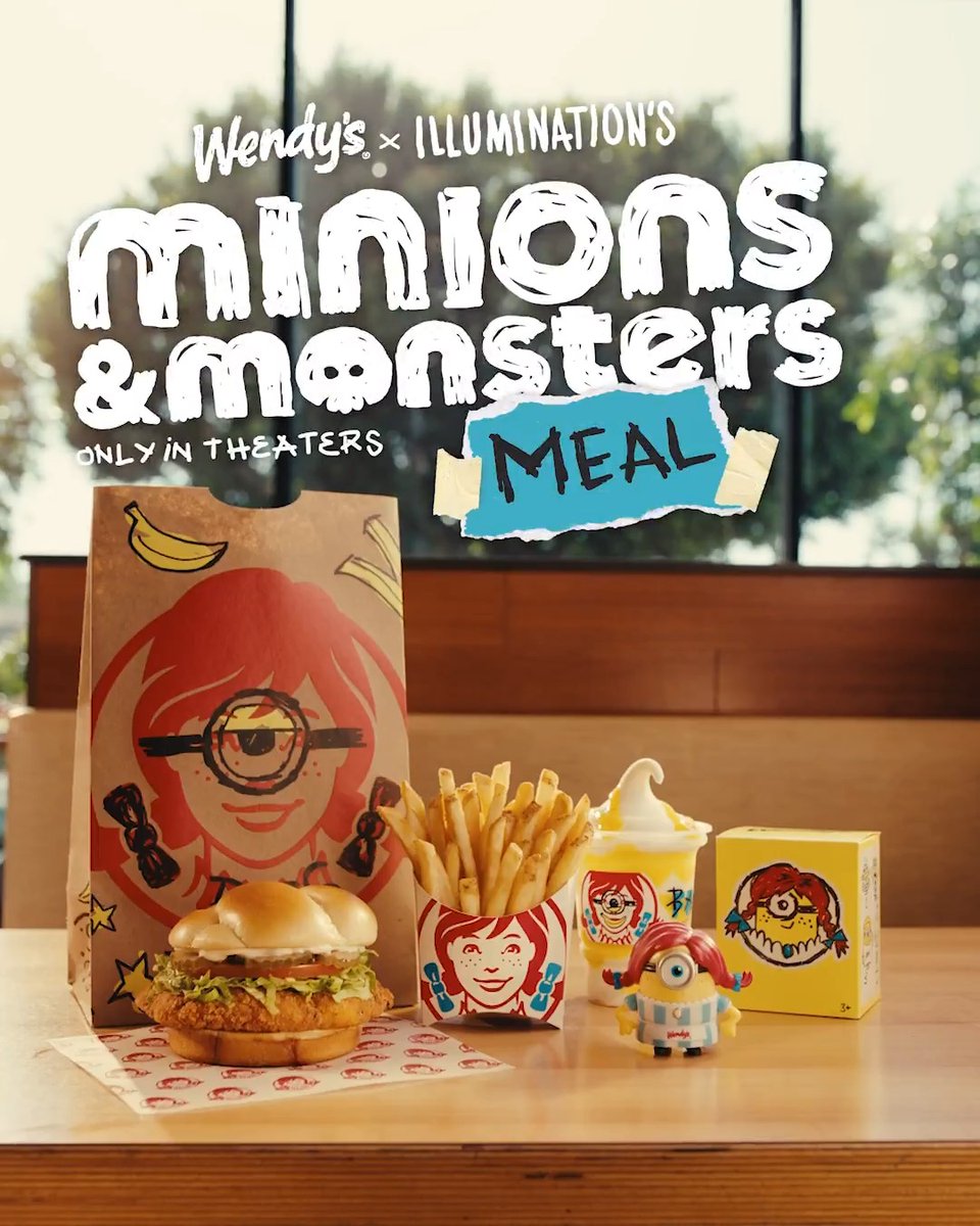 Life hack: get the meal for lunch, dinner, and snacks so u collect all the toys. Get the NEW Minions & Monsters Meal at Wendy’s. And see Minions & Monsters, only in theaters July 1.
