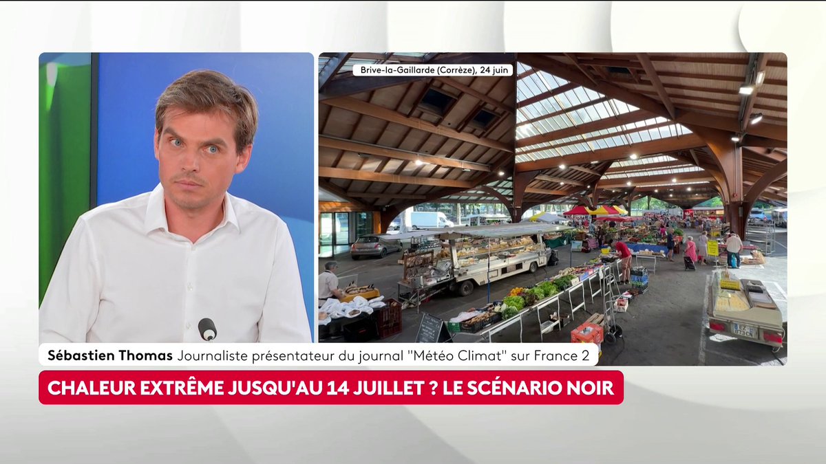 🔴 🗣️ "En aucun cas un modèle n'est en train de nous prévoir une nouvelle canicule à partir du 6 juillet", assure Sébastien Thomas, journaliste à France Télévisions. La ministre Monique Barbut prévoit une troisième canicule en juillet. #ToutEstPolitique #Canal16