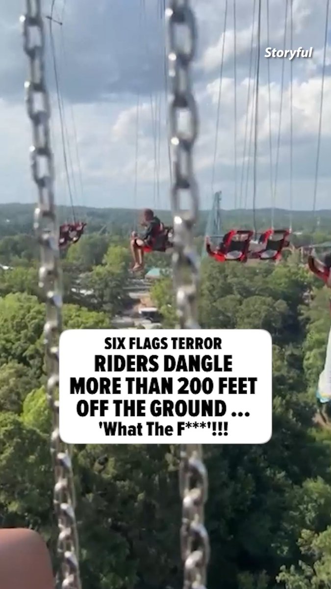 😨 Terrified people get stuck over 200 feet in air on Six Flags ride. Credit: Storyful