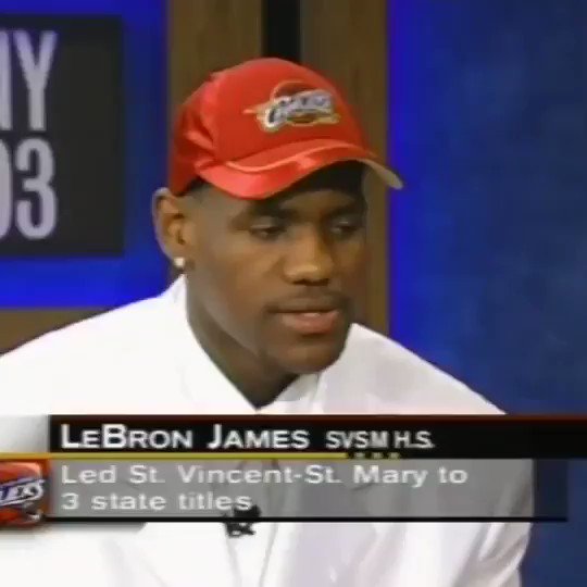 2003 NBA Draft. 18-year-old LeBron gets interviewed over "overrated" chants after being chosen first overall… 👑