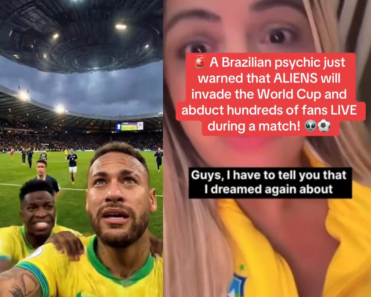 Brazilian psychic predicts an alien invasion during today’s World Cup match between Scotland and Brazil in Miami: "The ship will take thousands of people from the soccer field"