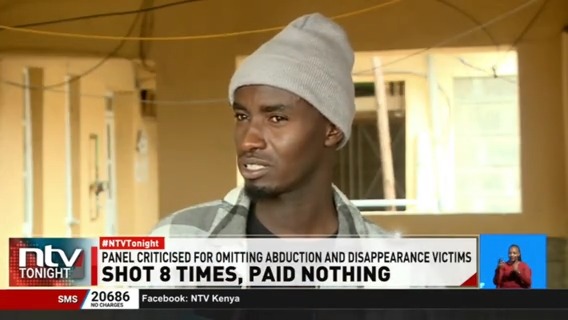 Shot 8 Times, Paid Nothing: 28-year-old Kennedy Maingi, who was shot eight times by police, says the govt is yet to inform him whether he will receive compensation or not. He was critically injured and has since been confined to his home. #NTVTonight Number8, the poet Labaan Shabaan Elimlim Edung