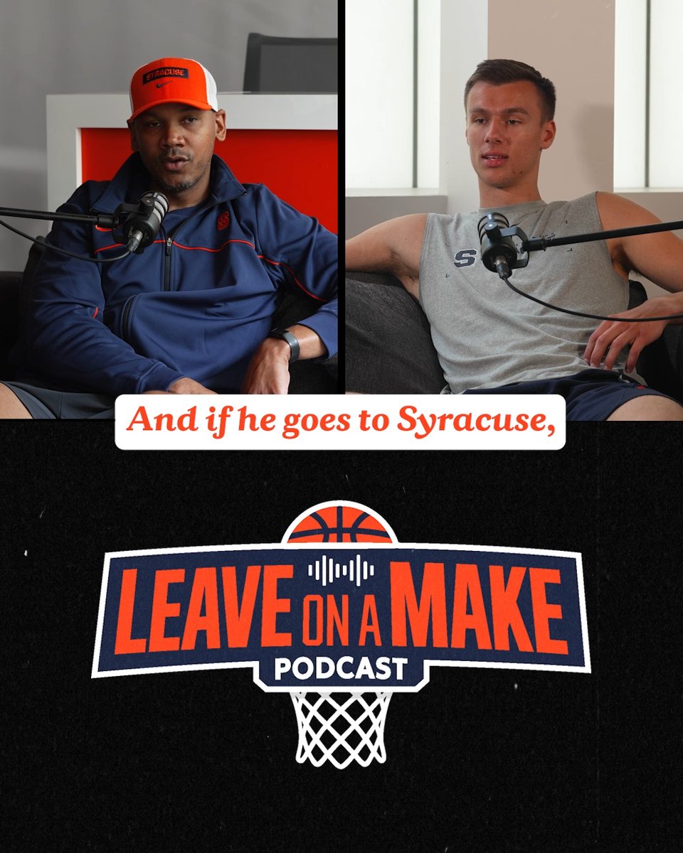 🚨 Dropping on Thursday: the premiere episode of Leave On A Make, our new podcast hosted by RyanBlackwell with Gavin Doty as his first guest! 🍊🎙️ We'll be bringing you an in-depth look at the program, people, history and culture that make the 'Cuse Family special! 🎬 Full episodes will debut on & the Syracuse Orange YouTube channel.