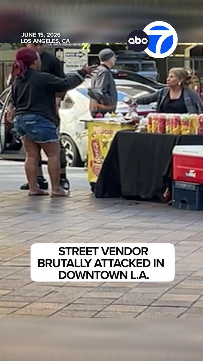 A local street vendor is recovering after a brutal attack at her stand in downtown Los Angeles - and it was all caught on video. A GoFundMe page set up by the victim's son identifies the street vendor as Arabelia Martinez. Funds raised will go toward Arabelia's therapy and recovery while giving her time off from work to heal and will help replace damaged items from her stand. Her cart, which is her livelihood, was damaged in the attack.