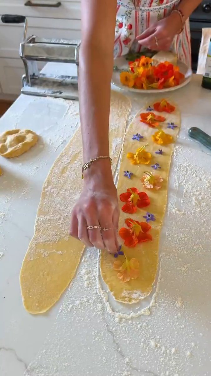 Homemade egg pasta with edible florals from the garden? Lauren Sephton says yes — what say you?