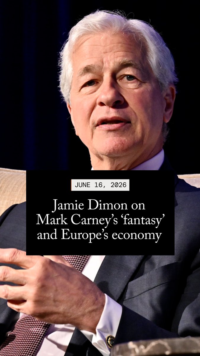 “When Mark Carney said, ‘The middle powers should get together’—it’s a fantasy. They did that, it’s called Europe,” says Jamie Dimon, chairman and CEO of JPMorganChase. “The GDP of Europe has gone from 90% of America to 70%. And in our view, it will probably continue to erode over time because [of] high taxes. 🔗 Watch the full conversation: