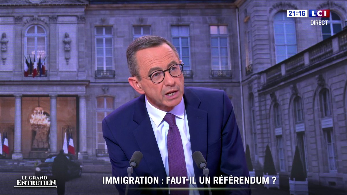 Immigration : un référendum ? 🗣️ "En France, on distribue 1/4 de tous les visas distribués dans toute l'Europe, quasiment 900 000 de plus que l'Allemagne (...) je veux protéger les Français. Les Français veulent moins d'immigration, ils en auront moins" : Bruno Retailleau