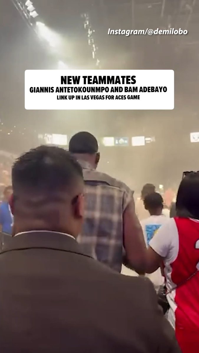 🏀 New teammates Giannis Antetokounmpo and Bam Adebayo link up in Las Vegas for an Aces Game!