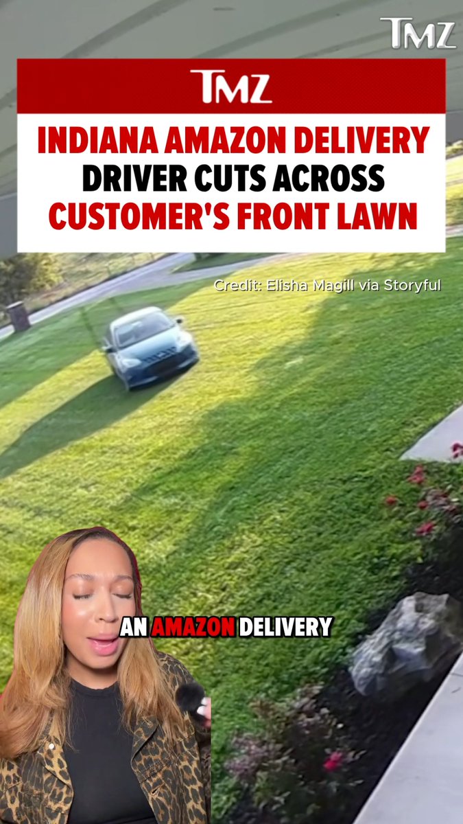 😬 An Indiana couple got quite the surprise when their security camera captured an Amazon delivery driver skipping the driveway and driving straight across their freshly cut front lawn to drop off a package.