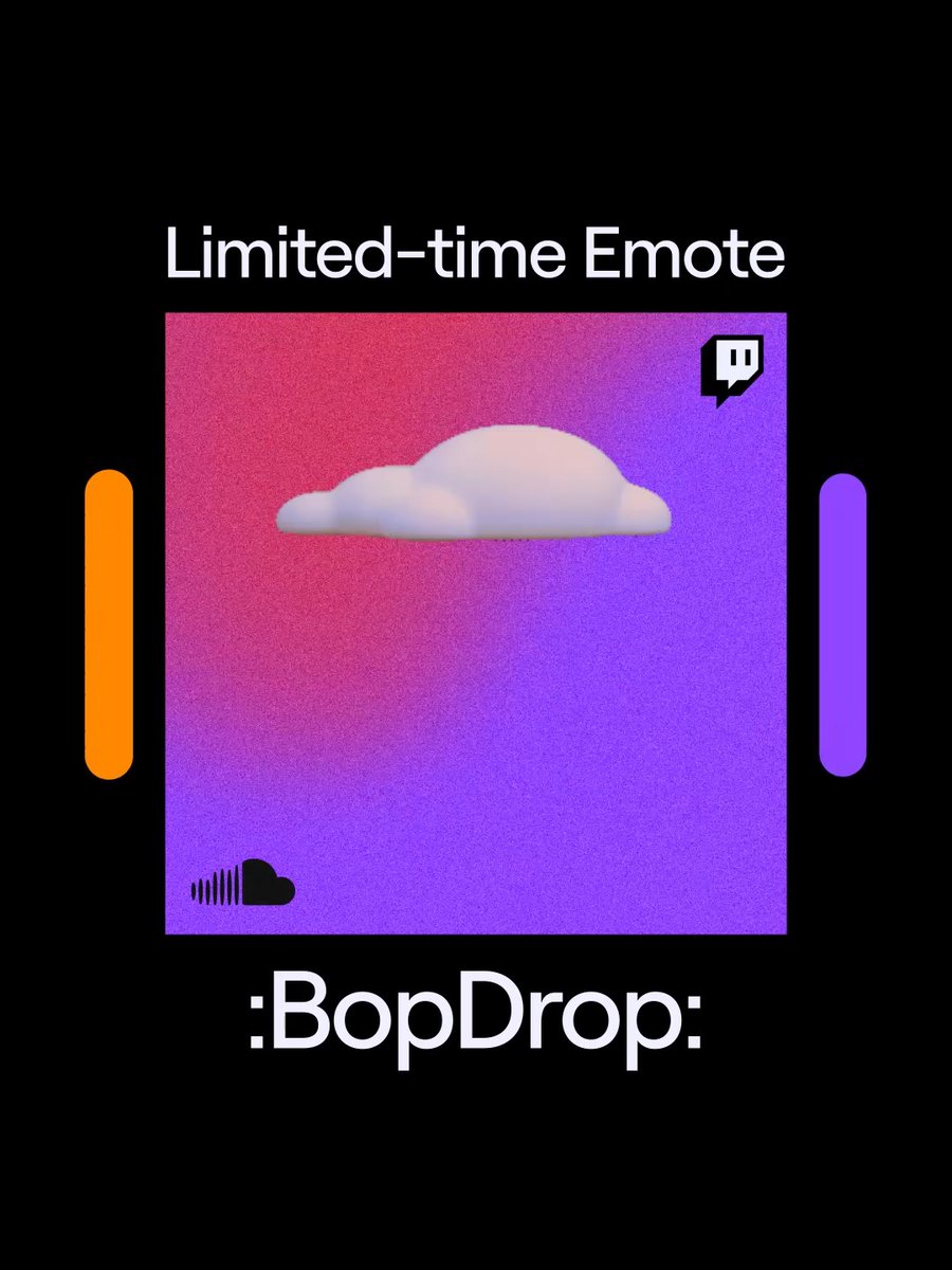 Keep it hype in chat during @soundcloud Sessions with :BopDrop:. Tune in for 45 mins of any stream in the DJ Category June 26, 9AM - 9PM PT to unlock it. 🔓☁️