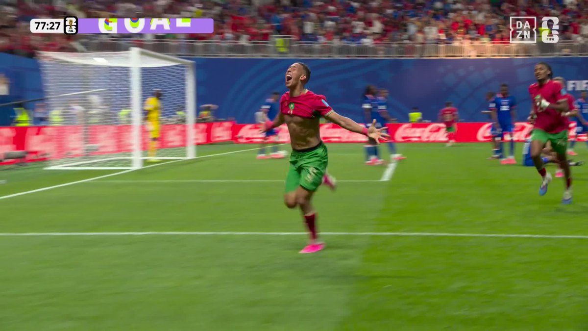 モロッコ🇲🇦がついに逆転！ CKから最後はラヒミが押し込む⚽️ 🏆️#FIFAワールドカップ グループC 🆚モロッコ×ハイチ 📱#DAZN ライブ配信中 ※6/26 8:00「日本×スウェーデン」戦は登録不要で無料ライブ配信！ #本気で楽しむならDAZN コカ･コーラ
