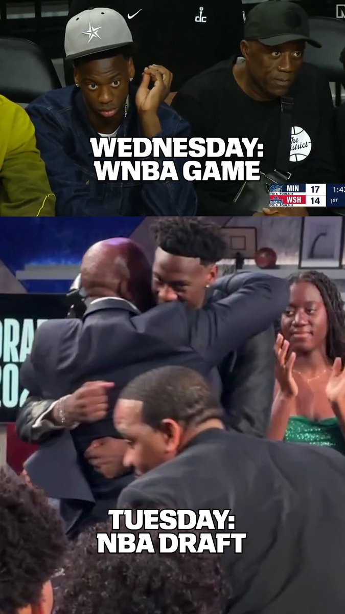 The No. 1 pick didn't waste ANY time locking in on D.C. basketball 🔥 AJ Dybantsa pulled up to a Washington Mystics game the day after getting drafted to the Wizards 👏