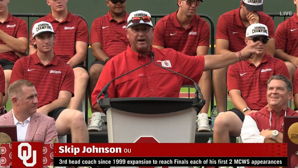 The Oklahoma Sooners are national champions 👏🏆 Just listen to what it means to Skip Johnson 🥹 Oklahoma Baseball