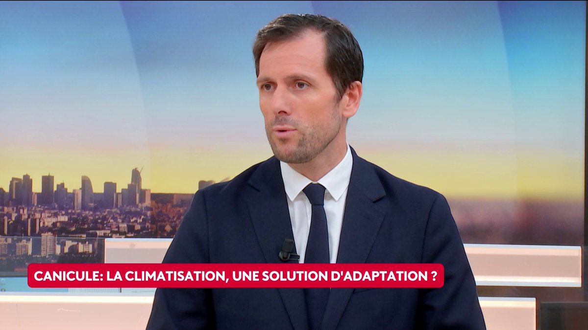 🔴 🗣 "La climatisation peut être utile pour sauver des vies et les personnes les plus vulnérables, mais ne peut pas être l'alpha et l'omega de toute politique publique", prévient Mathieu Lefèvre, ministre délégué en charge de la Transition écologique. #canal16