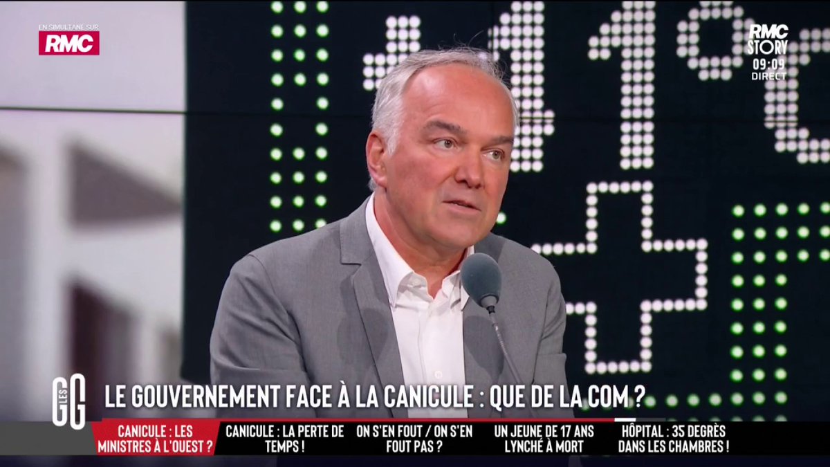 🥵 Canicule : "Les écologistes accumulent les fake news pour justifier le fait qu'ils n'aient pas pris les bonnes décisions." 🗣️ Olivier Truchot : "Ce matin, il faisait 34 degrés dans la classe de mon fils, à 8h du matin." #GGRMC