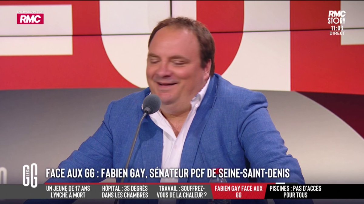 🎙️ Olivier Truchot : "Vous êtes de droite finalement. Vous confirmez que c'est climatisé à L'Humanité ?" 🎙️ Fabien Gay, sénateur PCF et directeur du journal L’Humanité : "Oui, c'est climatisé. On paye 680.000 € de loyer à l'année. Il y a eu des travaux. C'est mieux de travailler avec la clim." #GGRMC