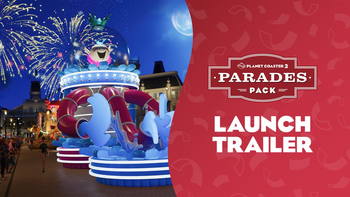 Conduct truly captivating spectacular moments in Planet Coaster 2: Parades, available now on PC, PS5 and Xbox Series X|S 🎆 Dazzle your guests as they line the park streets in anticipation of wonderous parades, fully customisable by YOU with Entertainers and decoration galore! 🔗
