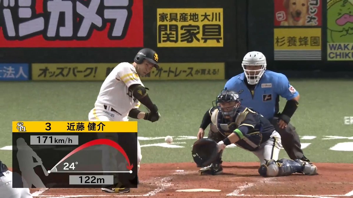 そのボールすらも捉えてしまう！！ 近藤大明神！！🙌🙌 福岡ソフトバンク 近藤健介 選手の今シーズン第17号ソロホームランで１点差に迫る！🌈 👇ライブ配信・見逃し配信を見る
