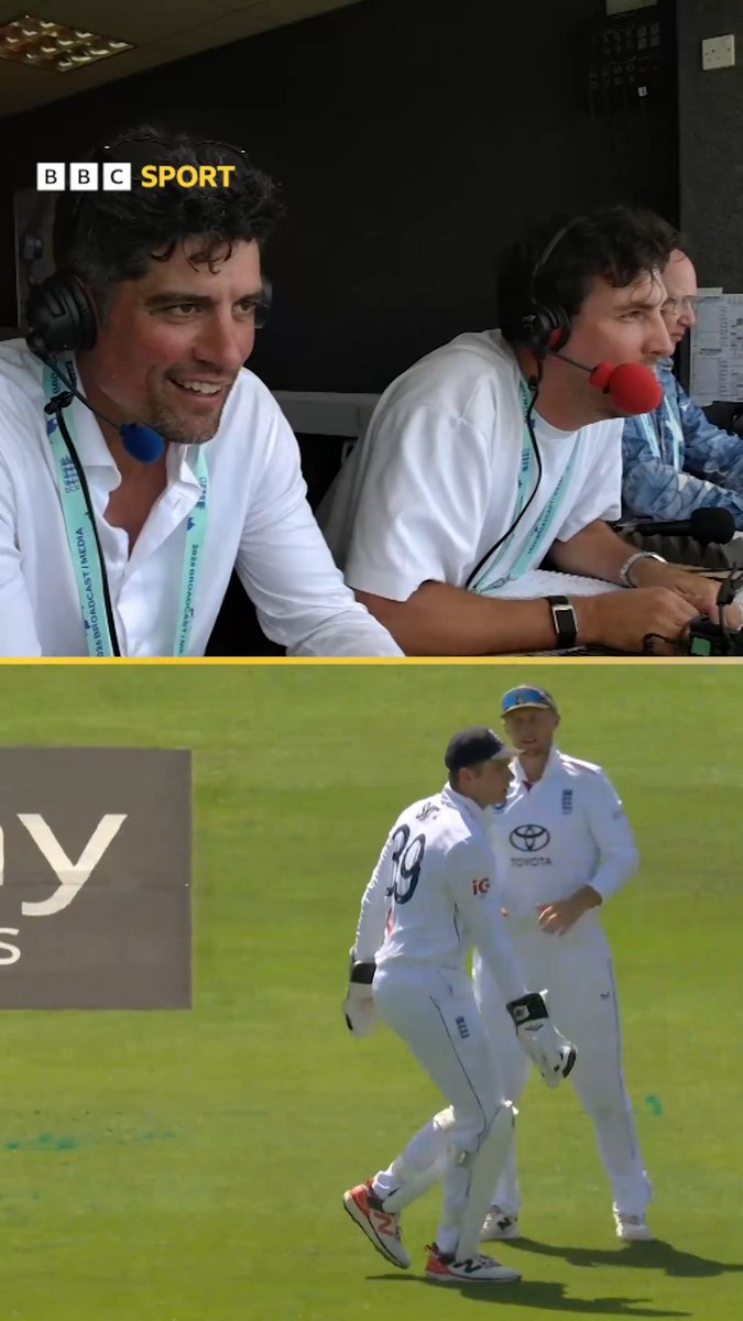 A warm welcome to Steven Finn to the lead commentator's chair! 🤝 And who better than his old teammate Sir Alastair Cook to help him settle in?