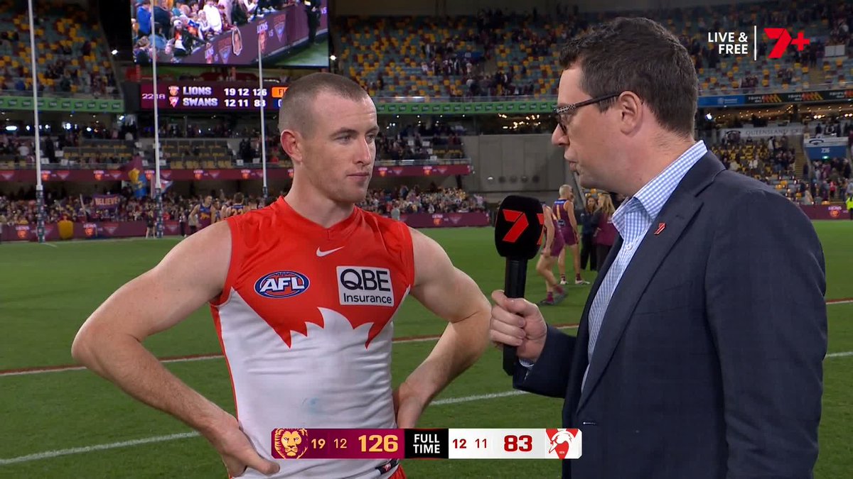 "Hopefully we get to play them again later in the year." 🗣️ Chad Warner post-game with Mitch Cleary | #AFLLionsSwans